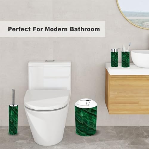 6 Piece Bathroom Accessory Set with Green Marble Texture