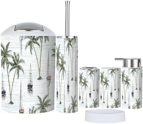 Coconut Palm Bathroom Accessory Set 6 Piece