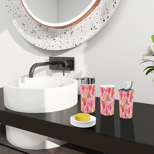 Boho Exotic Floral Bathroom Accessory Set of 6