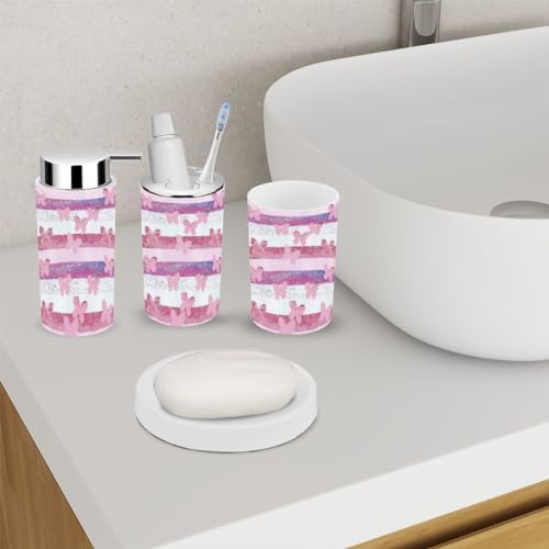 6 Piece Purple Pink Glittering Butterfly Bathroom Set