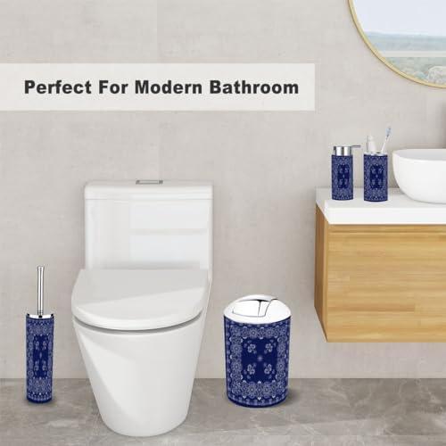 6-Piece Blue Paisley Bathroom Accessories Set