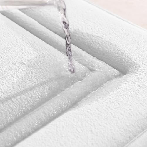 Thick Memory Foam Bath Rug with Velvet Top Non-Slip 24x16 White