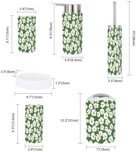 Boho Daisy Bathroom Accessory Set 6 Piece 1