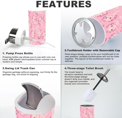 Cute Happy Baby Axolotls Bathroom Accessories Set