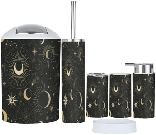 Magic Sun Constellations Bathroom Accessory Set 6 Piece