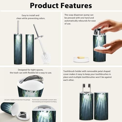 Boho Bathroom Accessories Set of 6 Modern Design