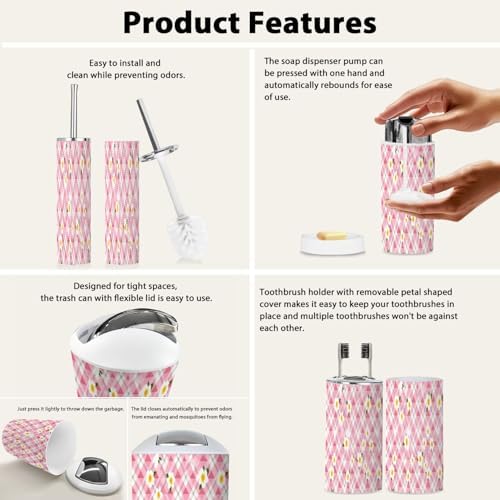 TRANQDEHOM 6-Piece Boho Bathroom Accessory Set