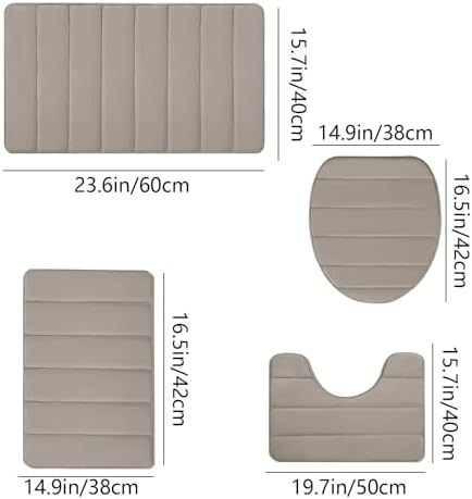 4PCS Bath Rug Memory Foam Mat Set Non-Slip