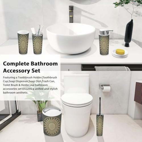 Boho Mandala Decorative Bathroom Accessory Set 6 Piece