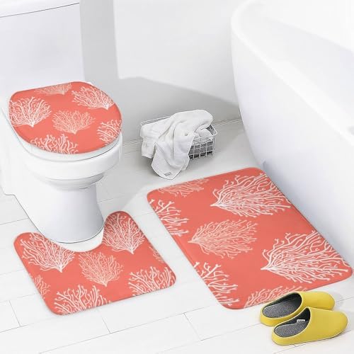 Kuizee 4 Piece Shower Curtain Set with Non-Slip Rugs and 12 Hooks