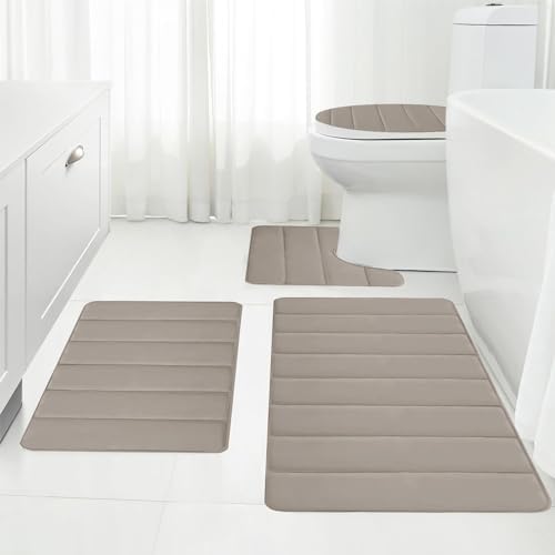 4PCS Bath Rug Memory Foam Mat Set Non-Slip