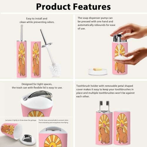 Boho Cute Cartoon Bathroom Accessory Set 6 Piece
