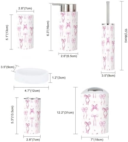 6 Piece Pink Coquette Bathroom Accessory Set
