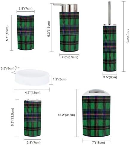 Boho Scottish Tartan Bathroom 6-Piece Accessory Set