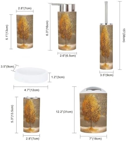 Boho Golden Lone Tree Bathroom Accessories Set 6 Piece