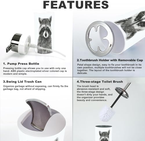 Cute Bathroom Accessory Set 6 Piece
