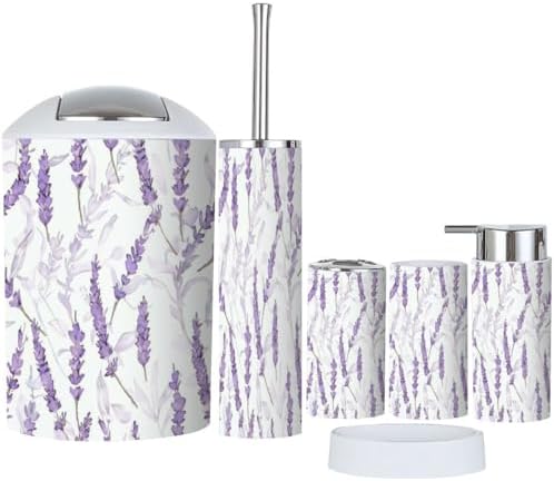 6 Piece Lavender Bathroom Accessory Set 1