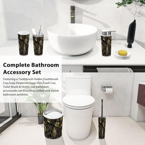 TRANQDEHOM 6-Piece Boho Tropical Bathroom Accessory Set