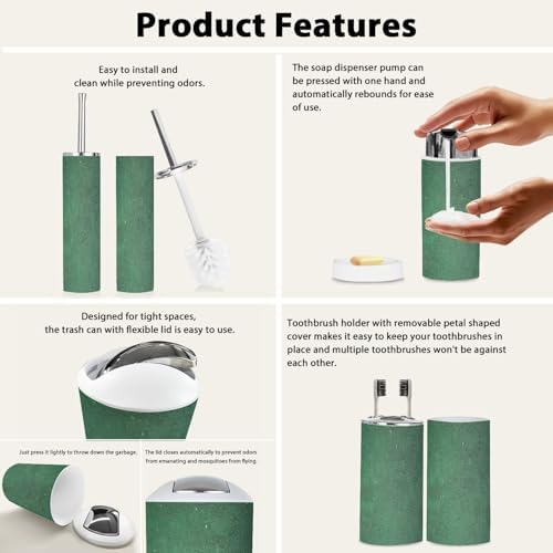 Boho Green Bathroom Accessory Set 6 Piece 1