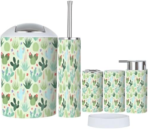 Bathroom Accessory Set 6 Piece Cactus Boho Decor