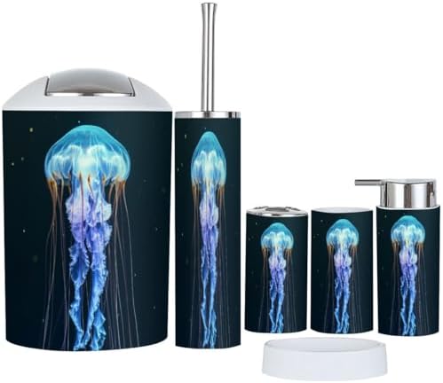Cosmic Ocean Jellyfish Bathroom Accessory Set 6 Piece