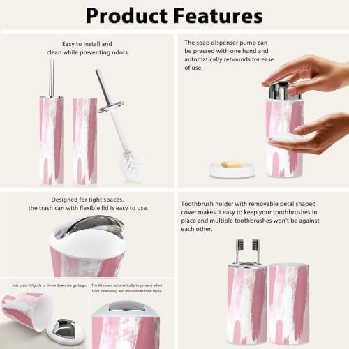 Boho Dusty Rose Bathroom Accessory Set 6 Piece
