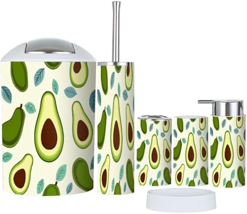 Boho Avocado Bathroom Accessory Set 6 Piece 1