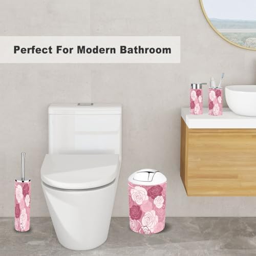 6 Piece Bathroom Accessory Set with Roses Design 1