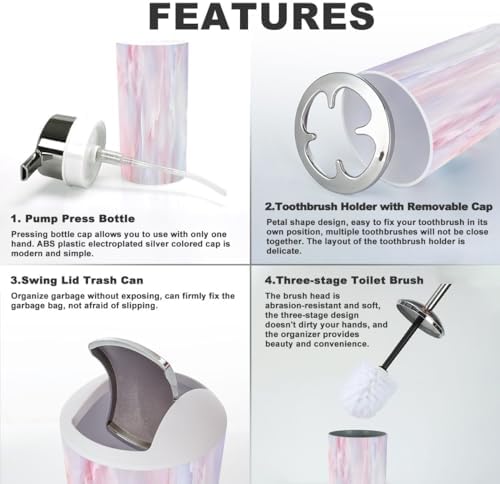 6 Piece Light Pink Bathroom Accessory Set