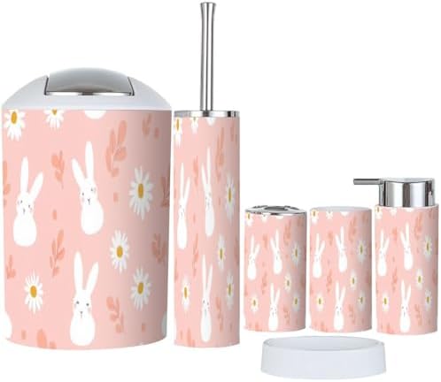 TRANQDEHOM 6-Piece Boho Bathroom Accessory Set 1