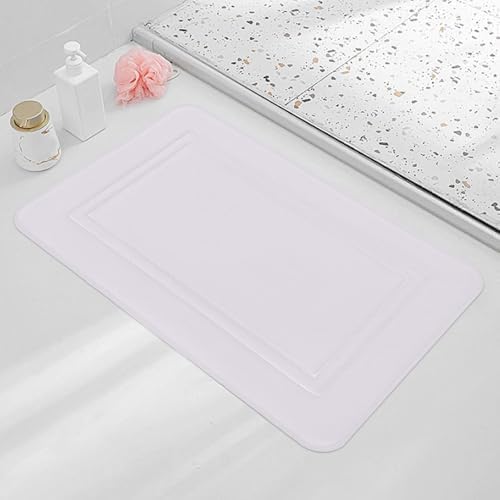Thick Memory Foam Bath Rug with Velvet Top Non-Slip 24x16 White