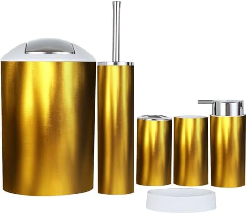 Boho Golden Bathroom Accessory Set 6 Piece 1