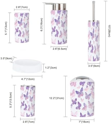 6 Piece Pastel Pink Bathroom Accessories Set
