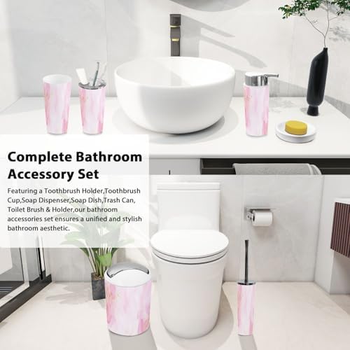 Boho Blush Pink Bathroom Accessories Set 6 Piece 1