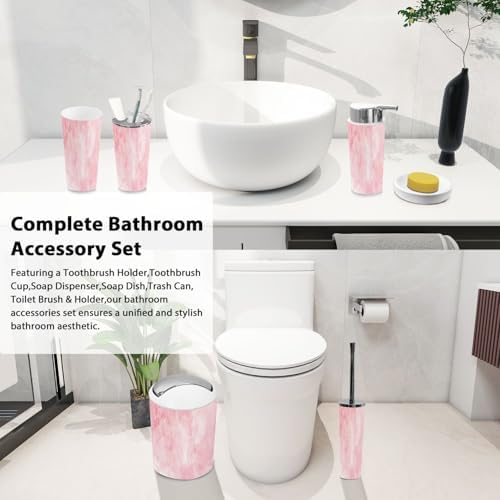 Boho Pink Bathroom Accessories Set 6 Piece