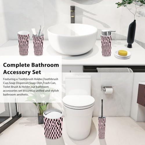 Boho Houndstooth Bathroom Accessories Set 6 Piece