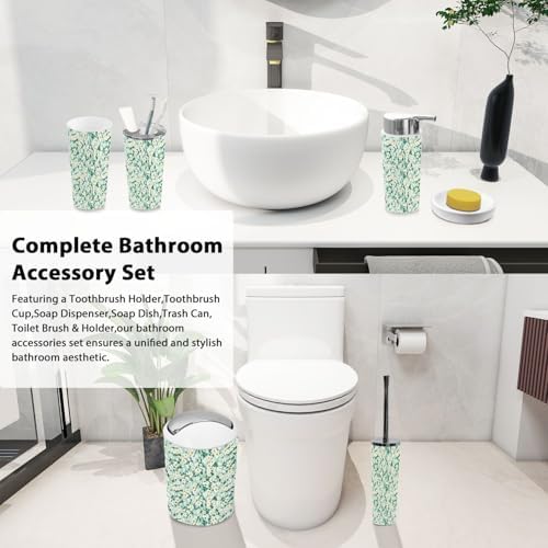 Boho Daisy Pattern 6-Piece Bathroom Accessory Set
