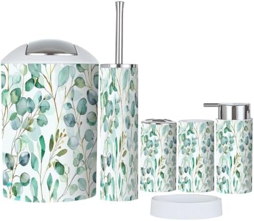 Boho Watercolor Bathroom Accessory Set 6 Piece