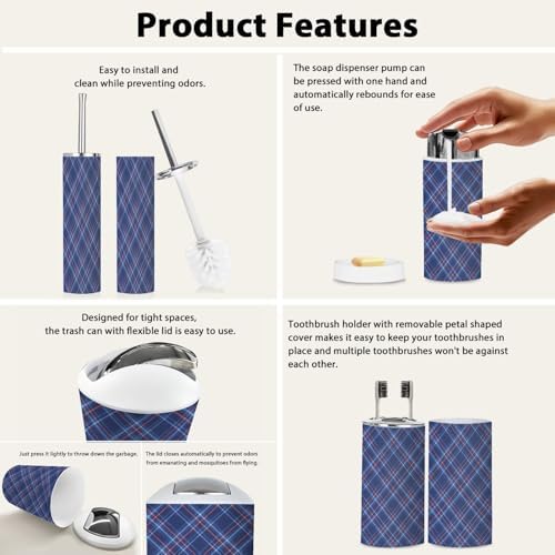 Boho Tartan Bathroom Accessory Set 6 Piece