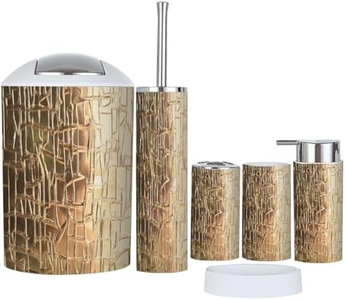 Boho Frosted Glass Bathroom Accessory Set 6 Piece