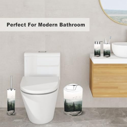 6 Piece Mountain Foggy Forest Bathroom Accessory Set
