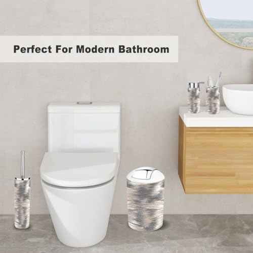6-Piece Bathroom Accessory Set in Washed Grey Beige White