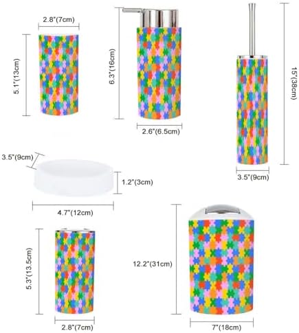 Colorful 6-Piece Bathroom Accessory Set