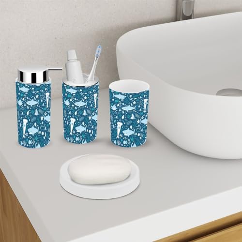 Cute Sharks Bathroom Accessory Set of 6