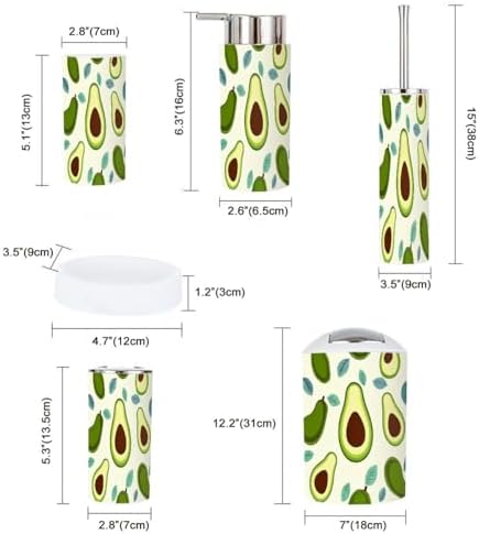Boho Avocado Bathroom Accessory Set 6 Piece 1