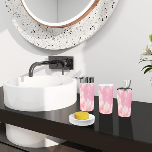 Boho Sky Cloud Pink Bath Accessories Set 6 Piece