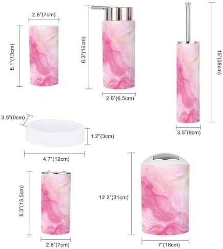 Boho Rose Pink Bathroom Accessories Set 6 Piece