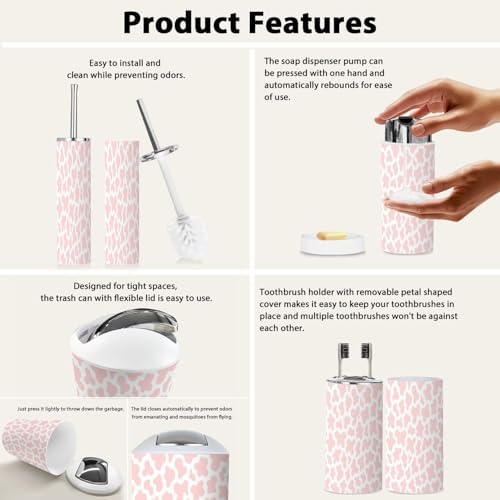 Boho Cow Print Bathroom Accessory Set 6 Piece 1