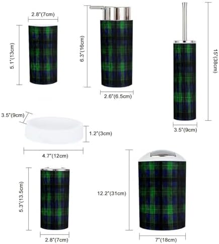 Boho Tartan Trash Can and Bathroom Accessories Set