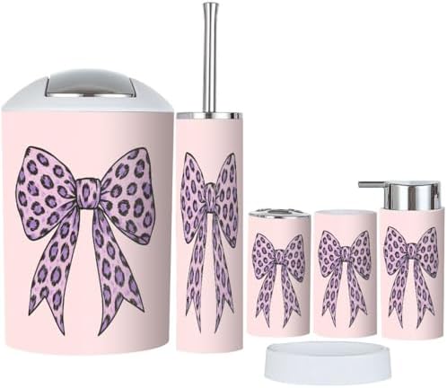 Boho Bathroom Accessory Set 6 Piece with Cute Quotes